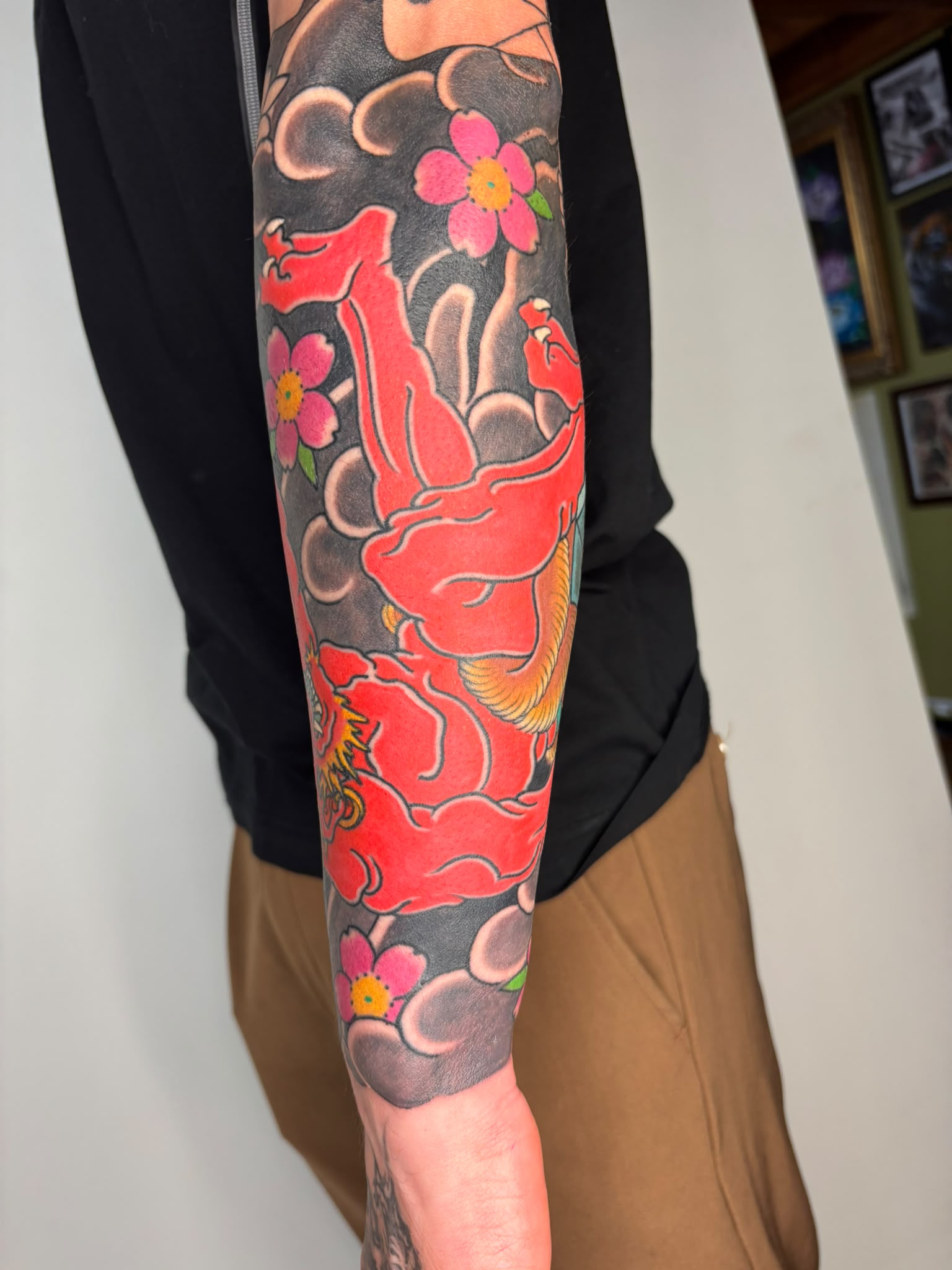Japanse demon tattoo op onderarm, gezet door Daan Verbruggen (Namakubi Tattoo) bij True Spirit Tattoo Barendrecht